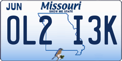 MO license plate OL2I3K