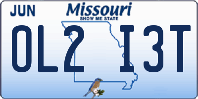 MO license plate OL2I3T