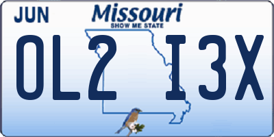 MO license plate OL2I3X