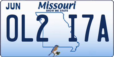 MO license plate OL2I7A