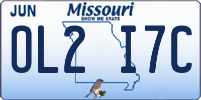 MO license plate OL2I7C