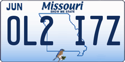 MO license plate OL2I7Z