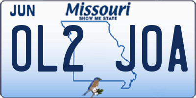 MO license plate OL2J0A