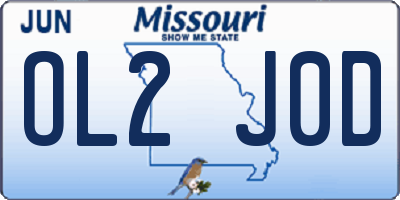 MO license plate OL2J0D