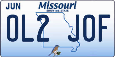 MO license plate OL2J0F