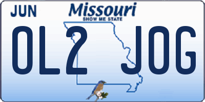 MO license plate OL2J0G