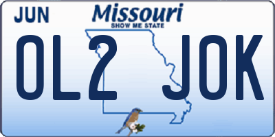 MO license plate OL2J0K