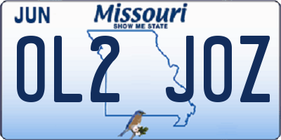 MO license plate OL2J0Z