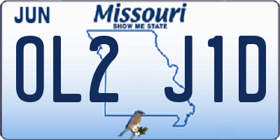 MO license plate OL2J1D