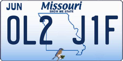 MO license plate OL2J1F