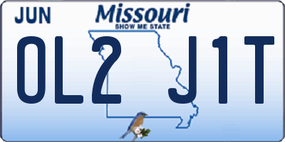 MO license plate OL2J1T