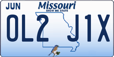 MO license plate OL2J1X