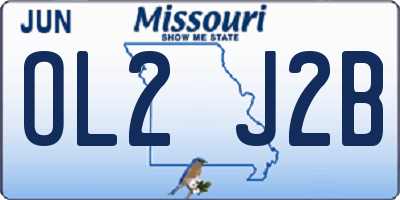 MO license plate OL2J2B