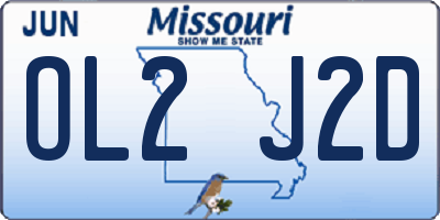 MO license plate OL2J2D