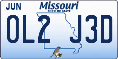 MO license plate OL2J3D