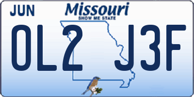 MO license plate OL2J3F
