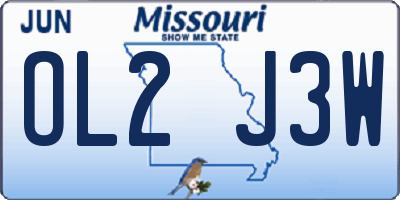 MO license plate OL2J3W