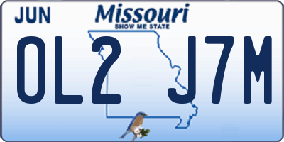MO license plate OL2J7M