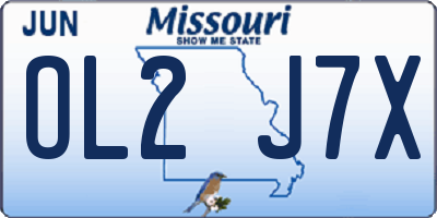 MO license plate OL2J7X