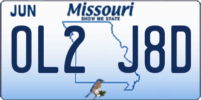 MO license plate OL2J8D