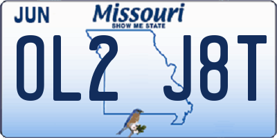 MO license plate OL2J8T