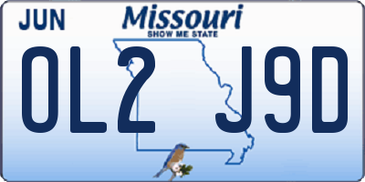 MO license plate OL2J9D