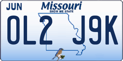 MO license plate OL2J9K