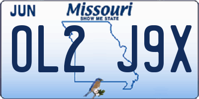 MO license plate OL2J9X
