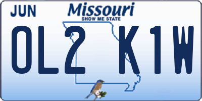 MO license plate OL2K1W