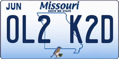 MO license plate OL2K2D