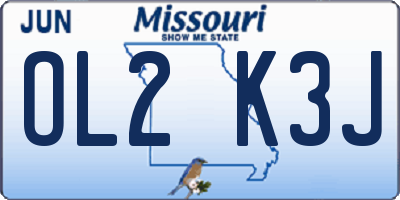 MO license plate OL2K3J