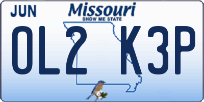 MO license plate OL2K3P