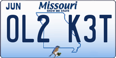 MO license plate OL2K3T