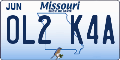 MO license plate OL2K4A