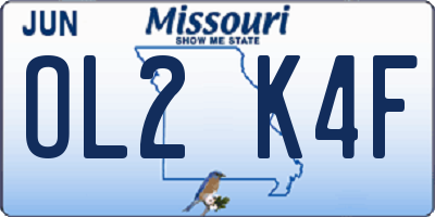 MO license plate OL2K4F