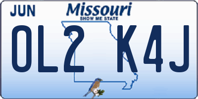 MO license plate OL2K4J