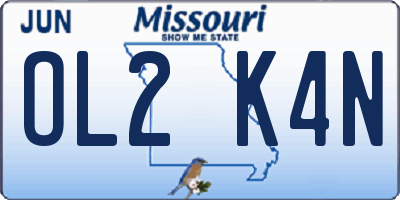 MO license plate OL2K4N