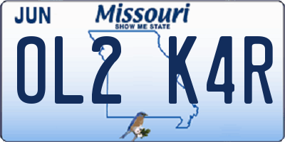 MO license plate OL2K4R
