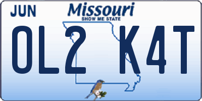 MO license plate OL2K4T