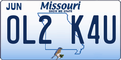 MO license plate OL2K4U