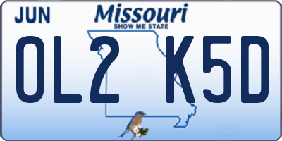 MO license plate OL2K5D