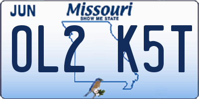 MO license plate OL2K5T