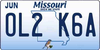 MO license plate OL2K6A