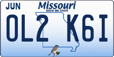 MO license plate OL2K6I