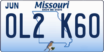 MO license plate OL2K6O