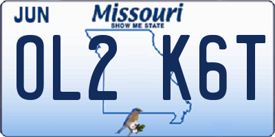MO license plate OL2K6T