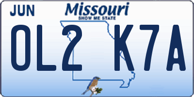 MO license plate OL2K7A