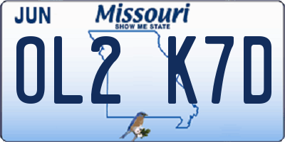 MO license plate OL2K7D