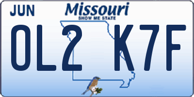 MO license plate OL2K7F