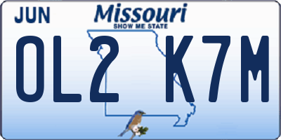 MO license plate OL2K7M